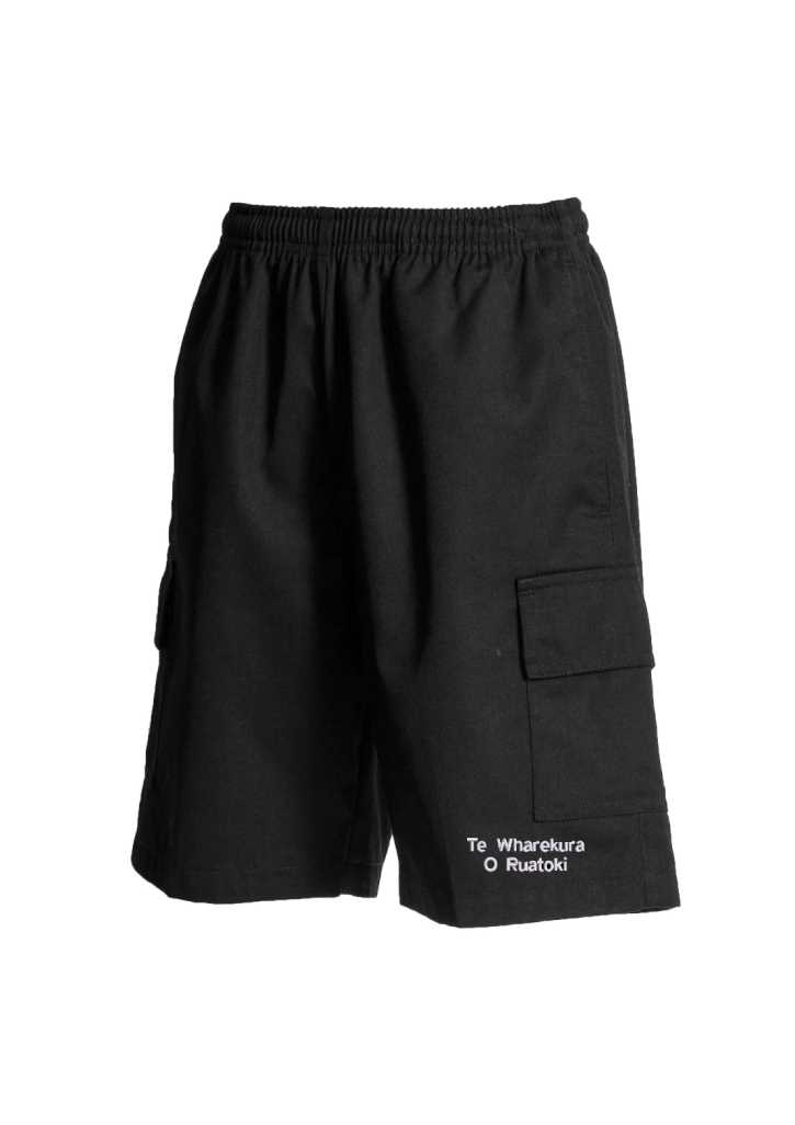 Ruatoki School Kids Cargo Short Black